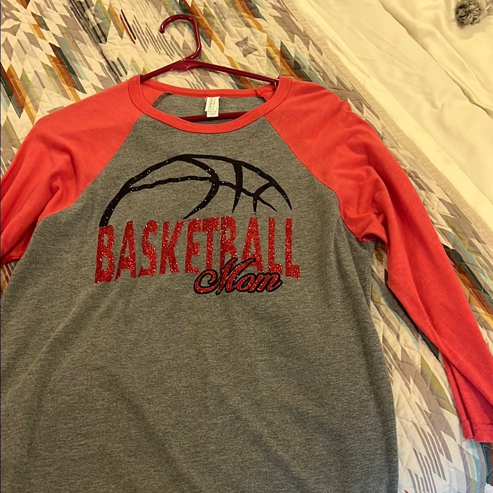Bella Canvas Red and Gray 3/4 length sleeve